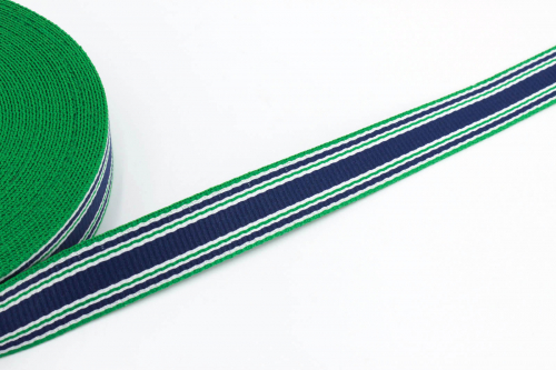 Gurtband Streifen blau/weiß/grün 30 mm (1 m)